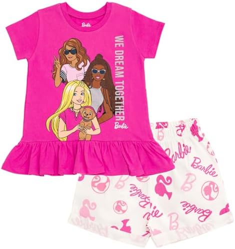 Barbie Girls Peplum T-Shirt and Shorts Outfit Set Toddler to Big Kid