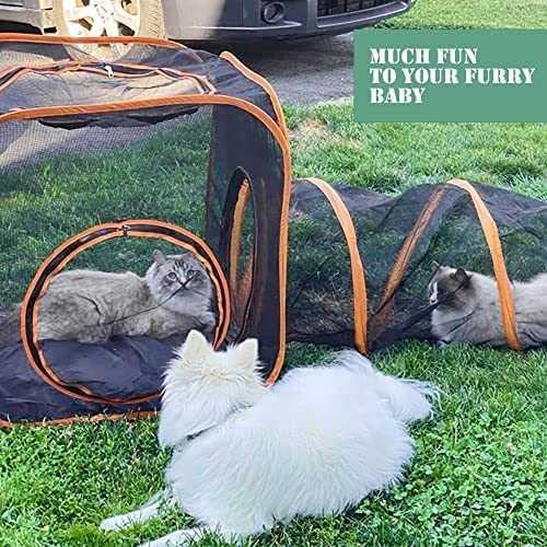Gabinetes para gatos al aire libre con túnel para gatos, corralito portátil para gatos, conejos, hurones y animales pequeños, casa para gatos y tienda de campaña para interiores y exteriores, ideal