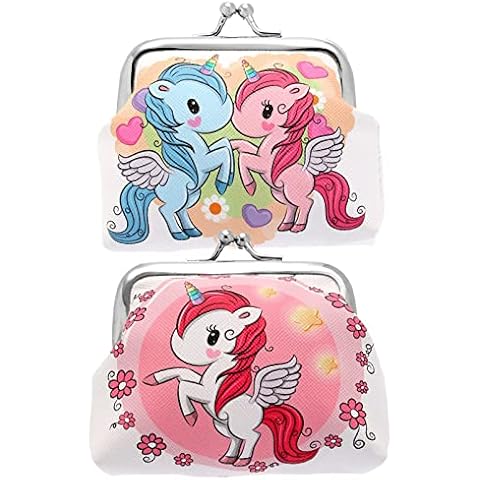 HREDZEO Unicorn Coin Purses,2 Pcs Faux Leather Coin Bags Cartoon Gift Children Coin Shell Bag Wallet Portable Jewelry Bag for Girls Kids Birthday Party Gifts Cover