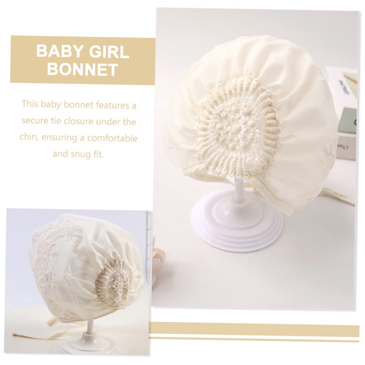 3 Series Sombrero De Encaje para Bebés Niña Gorro Ligero Y Transpirable para Recién Nacidos Y Ocasiones Especiales 2 Piezas X 3