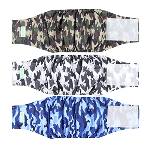 Image of wegreeco Washable Male Dog Diapers (Pack of 3) - Washable Male Dog Belly Wrap (Camo, XS)