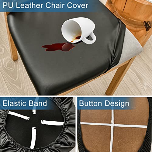 Haoyong Chair Seat Covers Set Of 4 Pu Chair Covers For Dining Room Chair Covers Waterproof Chair Cushion Cover Kitchen Dining Seat Slipcovers Removable Upholstered Chair Protector Slipcover thumb #4