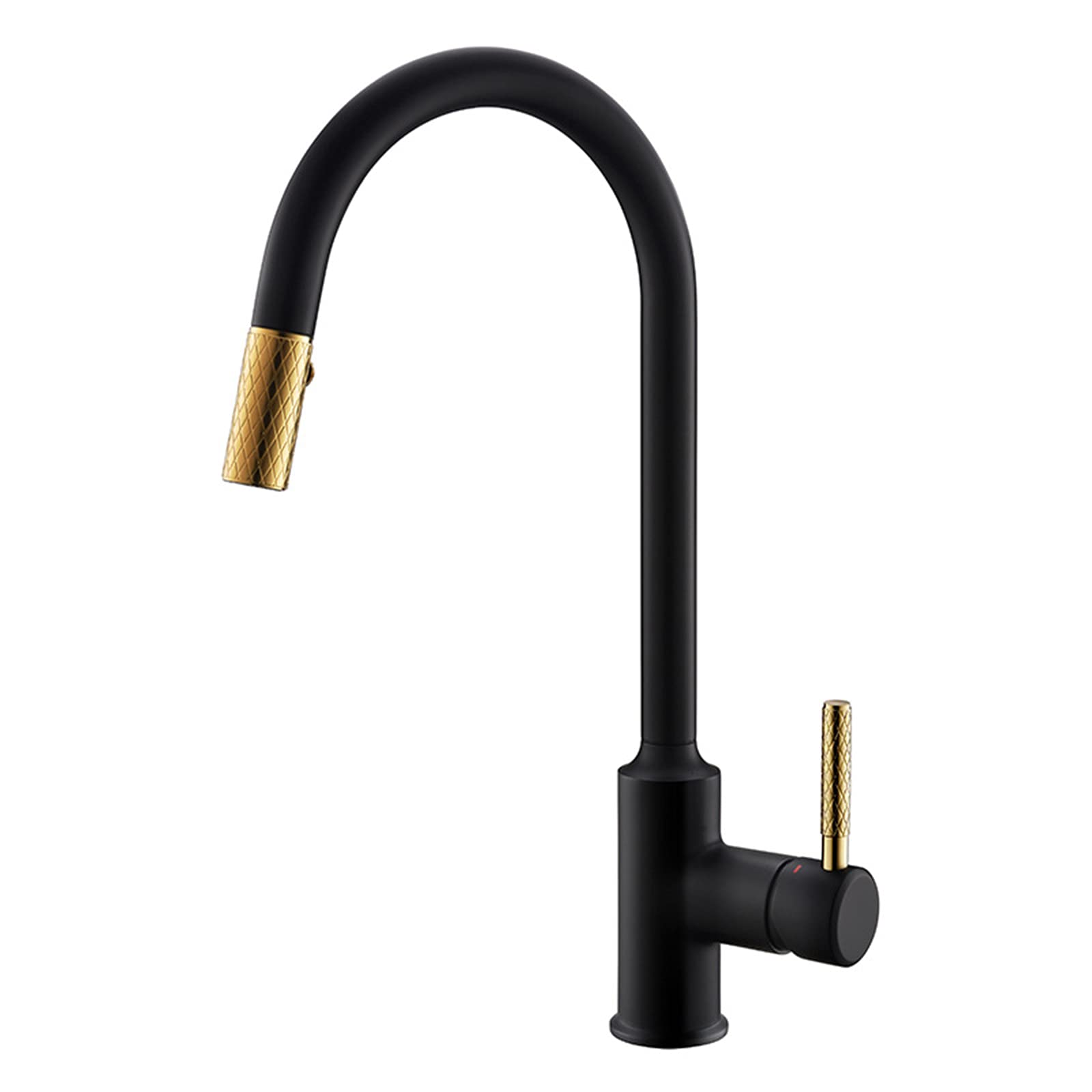 CMBSSTFC Grifo para grifos de baño de Cocina, Grifo de Fregadero abatible Monomando de latón Macizo con rociador de 2 Modos, Mezclador Giratorio de Arco Alto para Agua fría y Caliente, Oro Negro