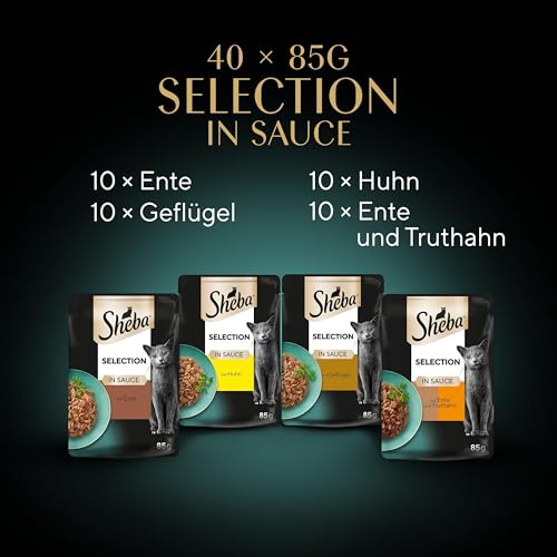 SHEBA Adult Katzenfutter nass - 40x85g Portionsbeutel - Geflügel Variation in Sauce - Nassfutter für Katzen - 1 Großpackung 4