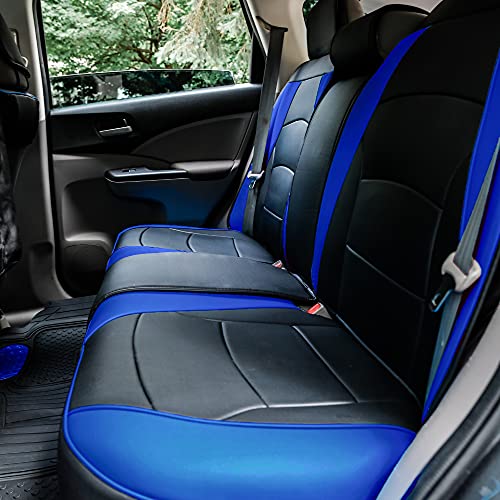 Image of FH Group Car Seat Cover for Back Seat Blue Black Faux Leather - Universal Fit, Rear Seat Covers for Cars with Rear Split Bench, Car Seat Cushions, Car Interior Accessories for SUV, Sedan, Van