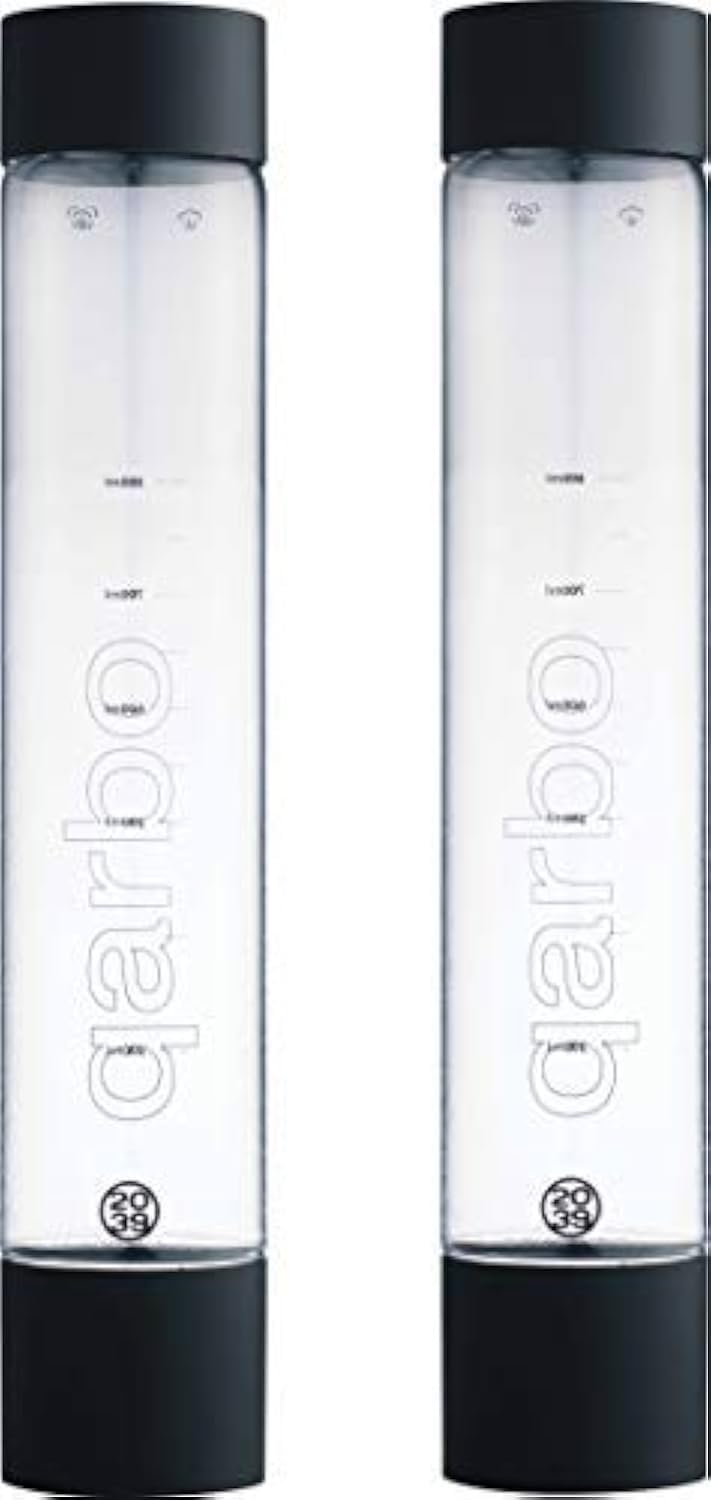 twenty39 1L Water Bottles for qarbo Sparkling Water Maker and Fruit Infuser - Premium Carbonation Machine - Infuses Flavor while Carbonating Beverages Set of 2 (Matte Black)