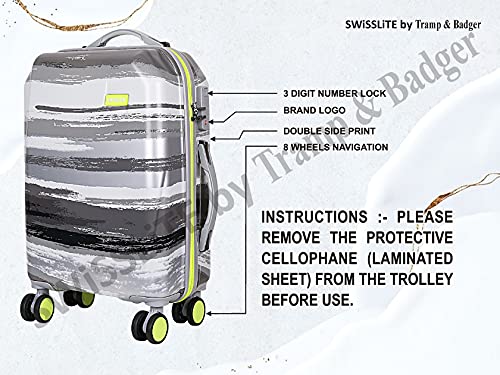 Image of Tramp & Badger Swisslite 24-Inch Hard Sided Printed Polycarbonate Check-in Luggage Trolley Bag (Color - Grey)