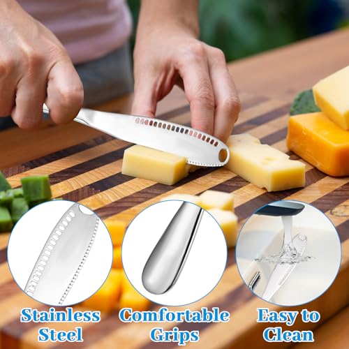 Tyqour 2 Pcs Butter Knife Spreader - 3 In 1 Stainless Steel Butter Knives with Holes, Cold Butter Spreaders, Curler and Micro Grater for Cheese, Peanut (Silver, 8.66 X 1.06 X 0.16in) - Image 4