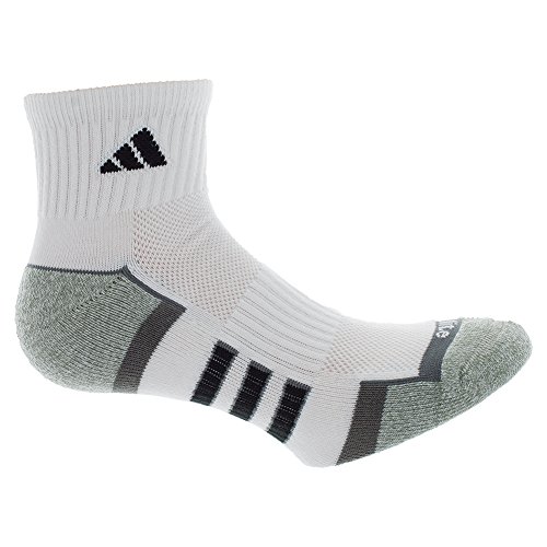adidas Men's Climalite II Quarter Sock (2-Pair), White/Aluminum 2/Black/Medium Lead/Aluminum 2 Marl, Size 6-12