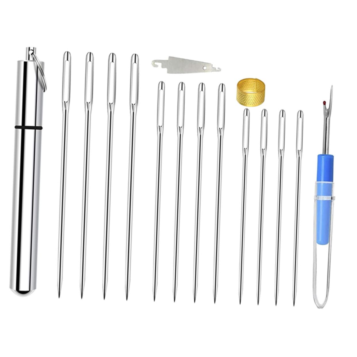 LALAFINA Complete 34pcs Embroidery Needle Set Self-Threading Sewing Needles Large Hole Alloy Easy to Thread