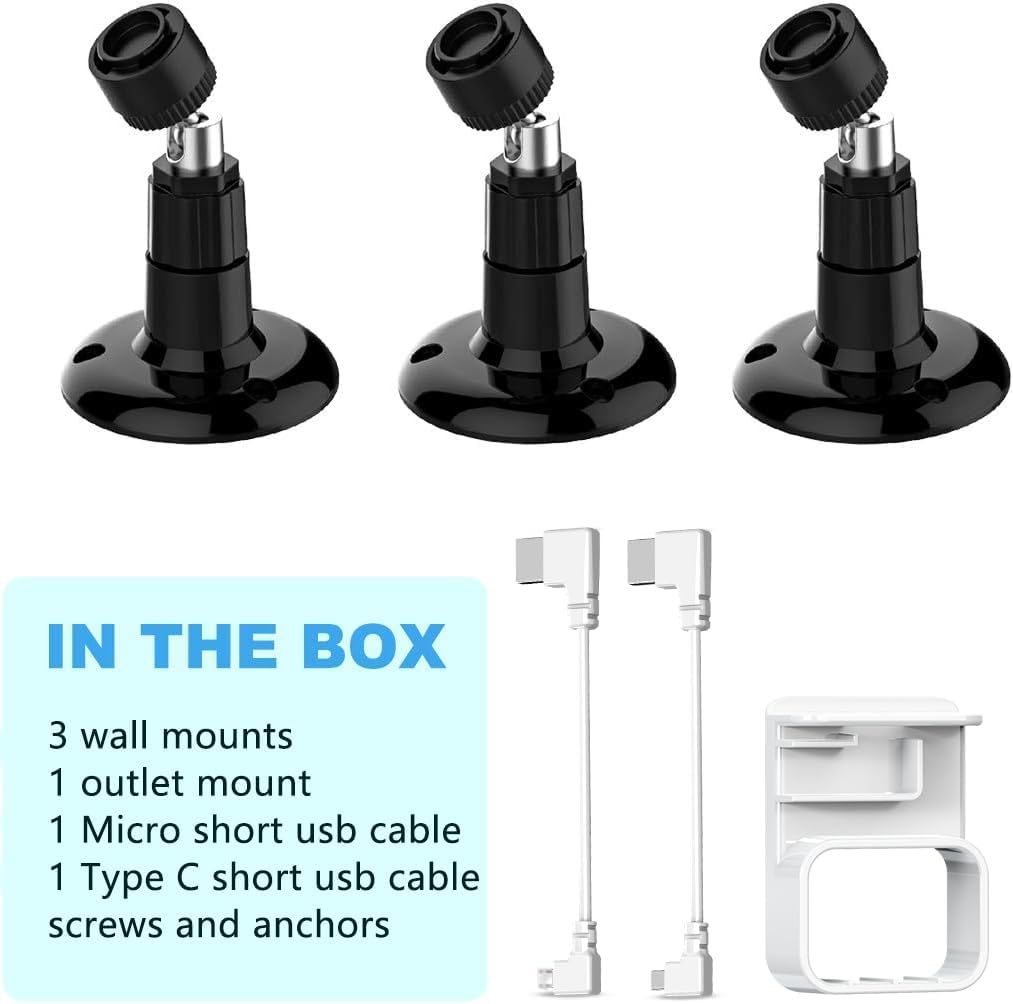 All-New Blink Outdoor Camera Mount, 360° Adjustable Mounting Bracket with Sync Module Outlet Holder for Blink Outdoor 4/ 3rd Gen/ Outdoor 2K+ Camera System (Black, 3Pack)