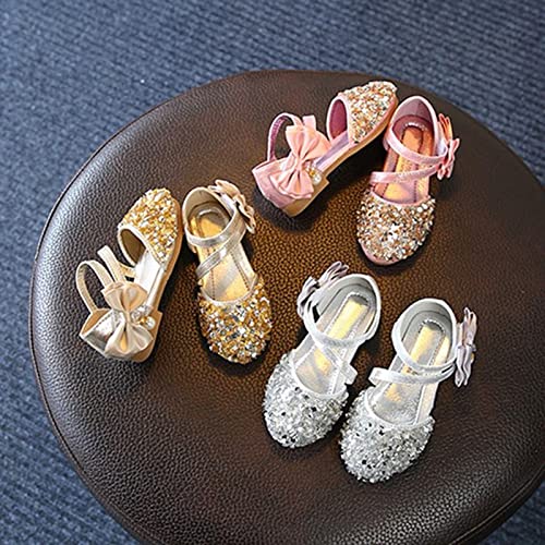 Girls Wedding Sandals Children's Girls Crystal Dress Shoes Glitter Princess Sandals Children's Sandals Spring Summer (Silver-1, 2 Big Kids)3