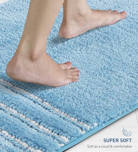 Image of Obsessions Ultra Soft Solid Bath Mat - Premium 1950 GSM Density, Anti-Skid Safety Backing & Superior Absorbency for Quick-Dry Comfort (40x60 cm, Baby Blue)