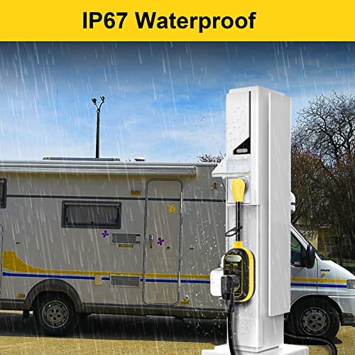 Image of EyGde 30 Amp to 15 Amp 110 RV Adapter with Surge Protector Waterproof - Patented 4500J 5-15P Male to TT-30R Plug RV Circuit Analyzer Defender Voltage Protector for Camper Travel Trailer
