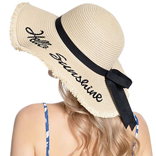 Muryobao Cappello di paglia da donna a tesa larga