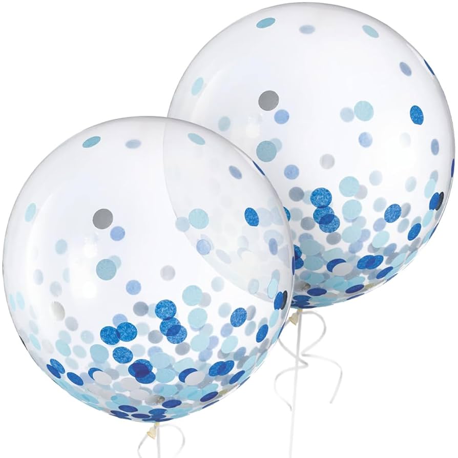 balloon Amazon.com: Jumbo Blue & Silver Confetti Latex Balloons - 24
