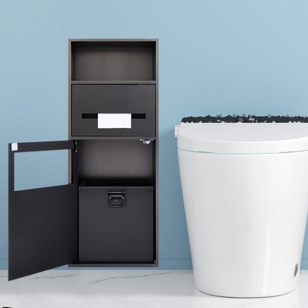 Nicchia Per Doccia In Acciaio Inossidabile, Mensola Per Stanza Incorporata, Nicchia Per Wc Per Bagno/Shampoo/Stoccaggio Di Prodotti Per L'Igiene Personale, Ripiani Per S,BIDHCKQ50064-Black-One Size