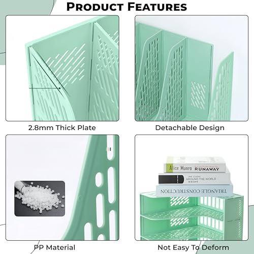 Image of DaKos 4 Compartments File Rack Paper Holder, Desktop Organizers, Letter Organizer, Magazine Book Holder Organizer, Plastic File Rack (MFP1233)