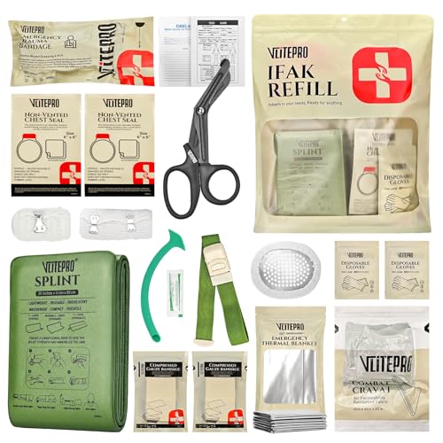 19PCS IFAK Trauma Kit First Aid Kits Refill Supplies with Tourniquet Emergency Trauma Bandage Non-Vented Chest Seal Emergency Medical & Survival Kit for Bleeding Control Car & Camping