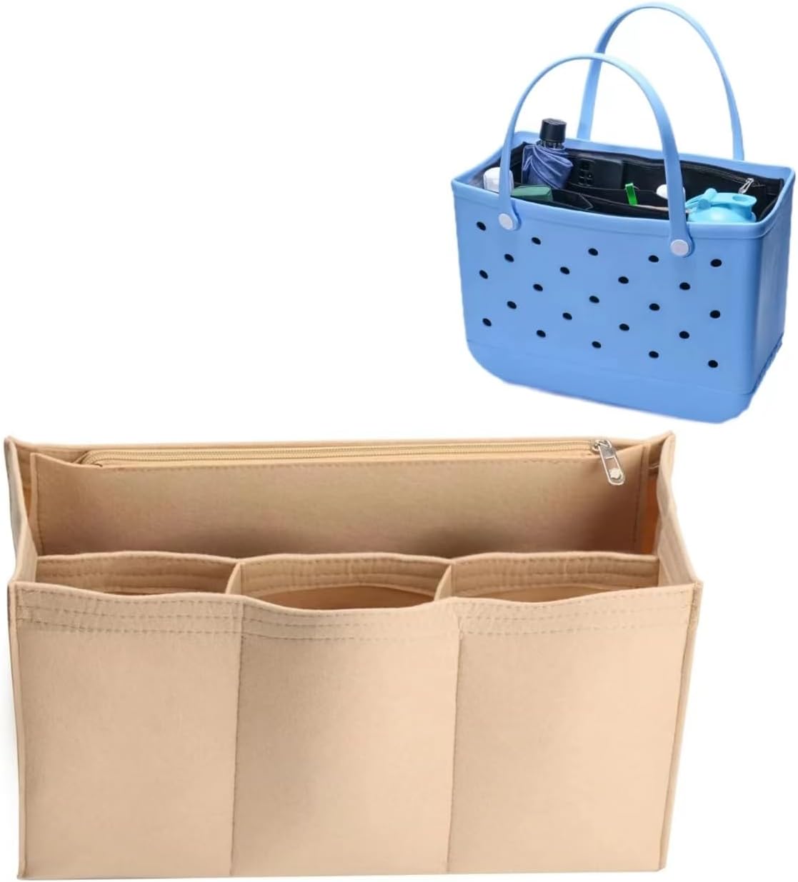 Beach Bag Organizer Compatible with Bogg Bag,Divider Pouch for Bogg Bags Accessories Felt Insert, Organize Valuables Accessories for Bogg Bags- Khaki Beach Bag Organizer Compatible with Bogg Bag,Divider Pouch for Bogg Bags Accessories Felt Insert, Organize Valuables Accessories for Bogg Bags- Khaki