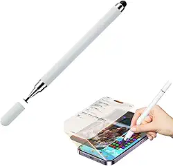 Caneta Stylus Touch Screen Universal 2 em 1 – Para Smartphones, Tablets, Ipad, Iphone e Telas Touchscreen Compatível com iOS e Android - BRANCO
