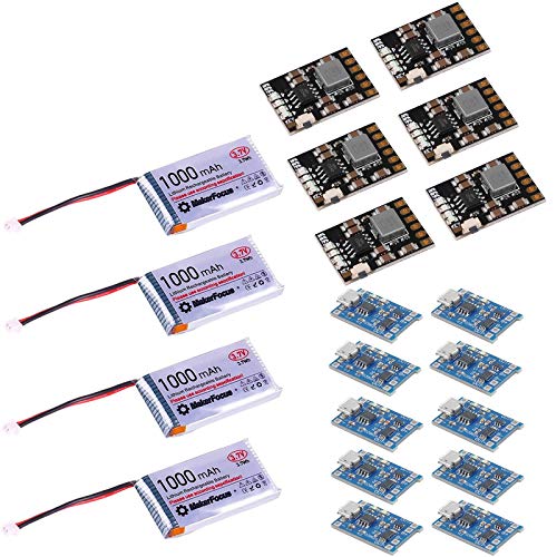 MakerFocus 4pcs 3.7V Lithium Rechargable Battery and 6pcs 2A 5V Charge Discharge Integrated Module 3.7V 4.2V PCB Board Module and 10pcs TP4056 Charging BMS Module