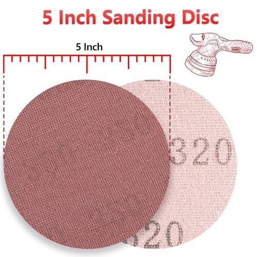 Image of 50 Pcs 5 Inch Mesh Sanding Disc for Random Orbital Sander 320 Grit | Hook and Loop, Anti-Clogging, Dust Free Round Sandpaper for Fine Surface Smoothing, Topcoat and Automotive Finish