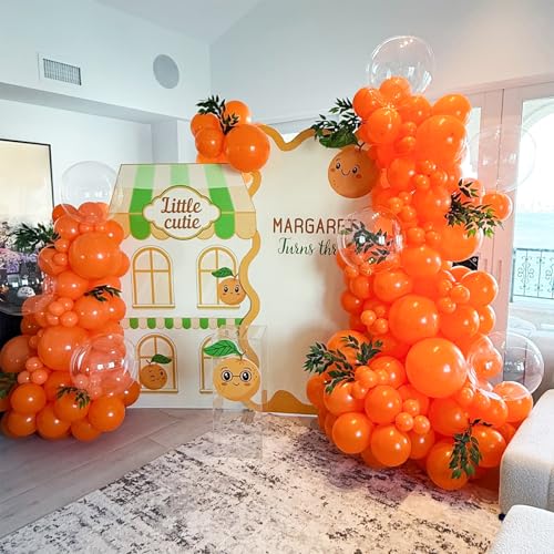 Image of Orange Balloons Arch Kit,130pcs Light Orange Balloons,18 12 10 5 Inch Pastel Orange Latex Balloons Garland for Birthday Graduation Baby Shower Halloween Christmas Wedding Party Decorations