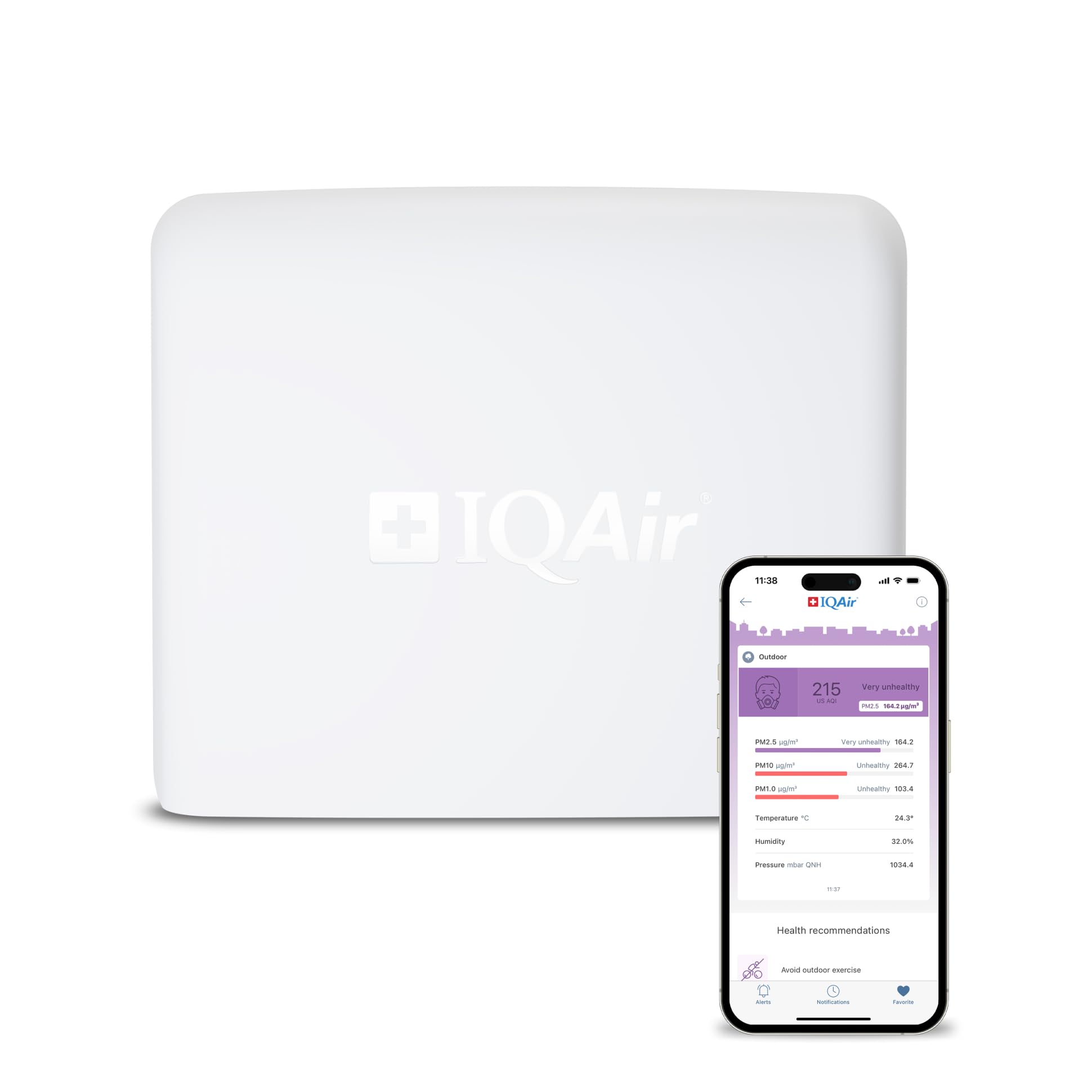 IQAir AirVisual Outdoor Luftqualitätsmonitor für außen - Luftqualität Messgerät & Feinstaubmessgerät mit PM2.5, PM10, AQI, Temperatur, Luftfeuchtigkeit, WLAN/Ethernet, Wetterfest. Made in Germany