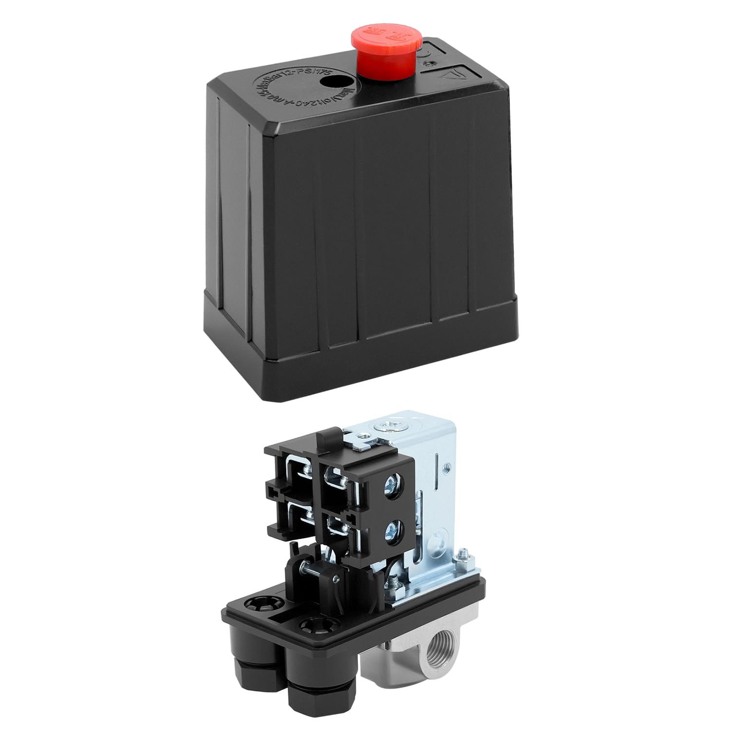 QWORK® 4-drożny przełącznik ciśnienia sprężarki powietrza, przełącznik ciśnienia 220 V, zawór sterujący sprężarki powietrza