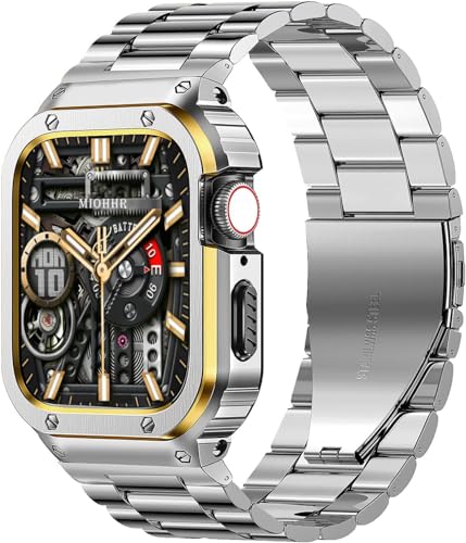 Image of MioHHR Stainless Steel Band and Case Compatible with Apple Watch Bands 46mm