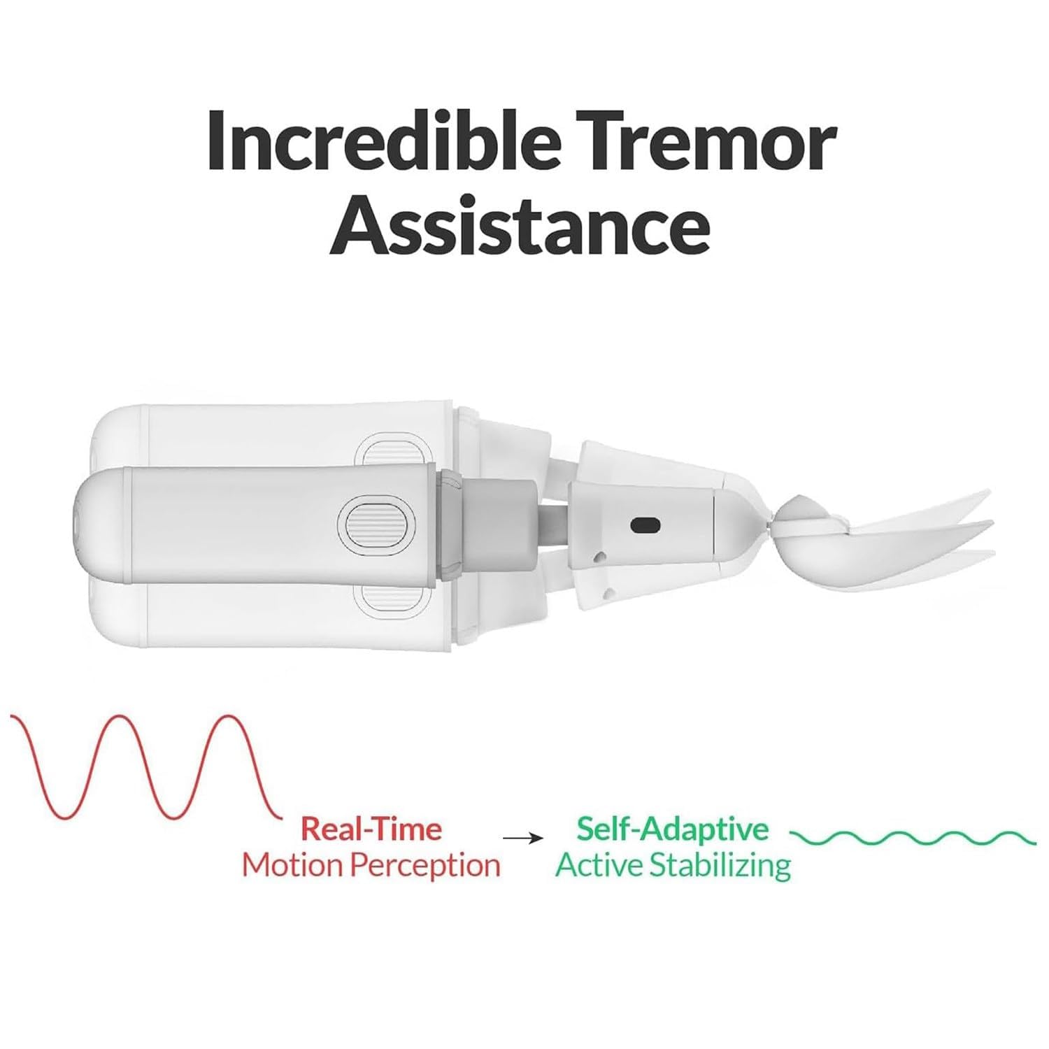 Cucchiaio Ricaricabile di Parkinson per Tremori alle Mani, Posate di Aiuto per L'artrite, Kit di Sollevamento Intelligente Autostabilizzante Automatico del Cucchiaio