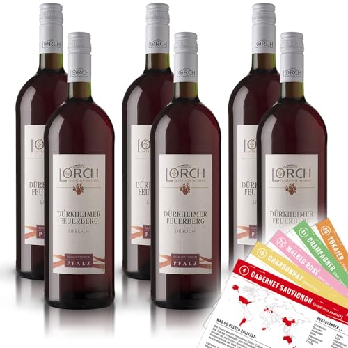 Lorch Dürkheimer Feuerberg QbA, lieblich, sortenreines Weinpaket + VINOX Winecards (6x1,0l)