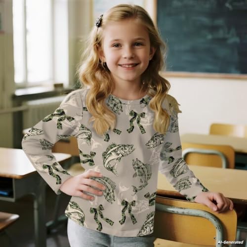 Image of Renewold Boys Girls Tees Kids T-Shirt Long Sleeve Crewneck T Shirts Casual Athletic Tops Clothing for Home School Travel
