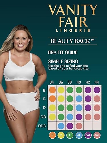 Image of Vanity Fair Women's Beauty Back Smoothing Simple Sizing Wireless Bra, 4-Way Stretch Fabric, Sizes S-3XL
