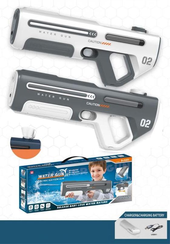 Image of Crackles Automatic Electric Water Gun for Kids & Adults | Rechargeable Auto Suction Self-Filling Water Blaster | Continuous Shooting High Power Long Range Squirt Gun for Holi, Pool & Outdoor Fun