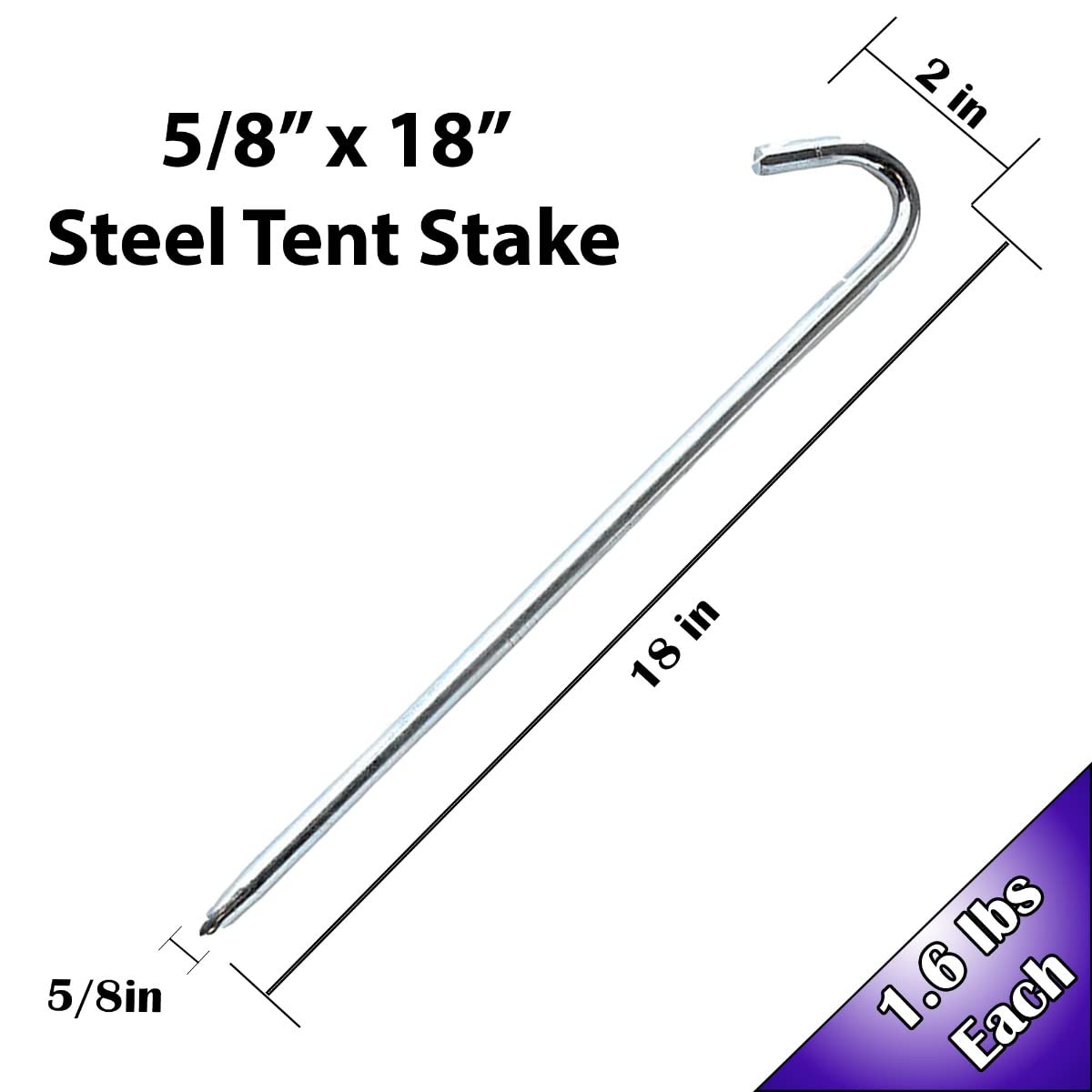 Heavy Duty Steel Tent Stakes - 10 Pack -24