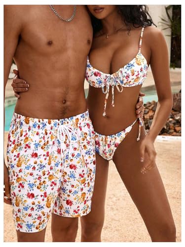 Men's Swim Trunks Floral Hawaiian Beach Swim Shorts Bathing Suit Board Shorts Swimwear4