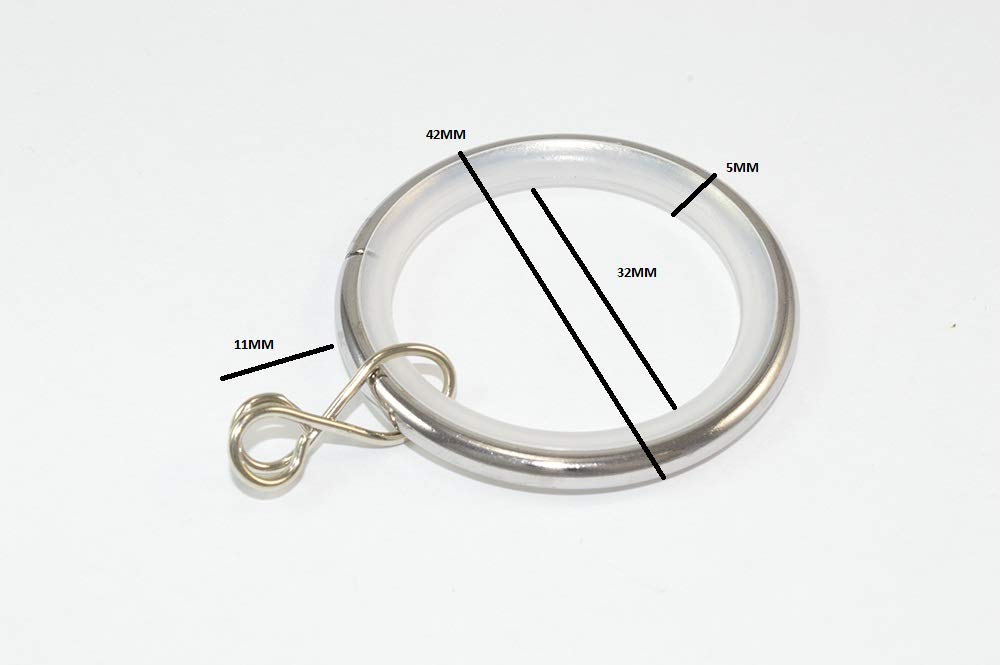 ONESTOPDIY.COM 20 X Sleek Chrome Steel Curtain Pole Rings (35mm ID) - Silent Design, Silver