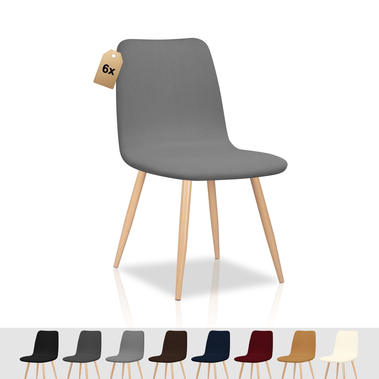 FIGOOO Coprisedie Elasticizzati con Schienale 6 Pezzi Fodere per Sedia Scandinavo Coprisedia con Schienale Rotondo Coprisedia Ufficio Universale Coprisedia da Cucina per Sala da Pranzo,Grigio