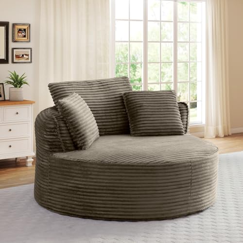 Sillón Redondo Plegable Tela Corduroy Camel miniatura 6