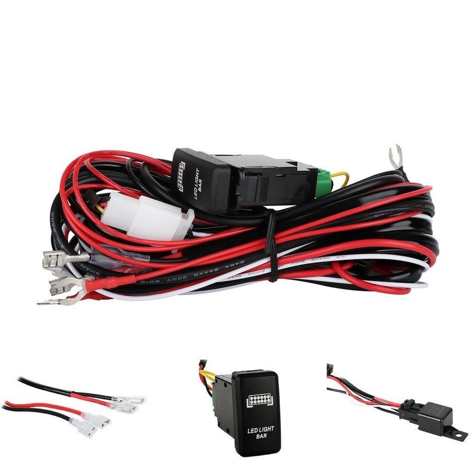 Generic Wiring Harness Kit ON-OFF Push Switch Relay LED Work Fog Light Pods Bar Car Boat