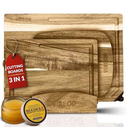Set de tablas de cortar de madera de acacia con soporte miniatura 1