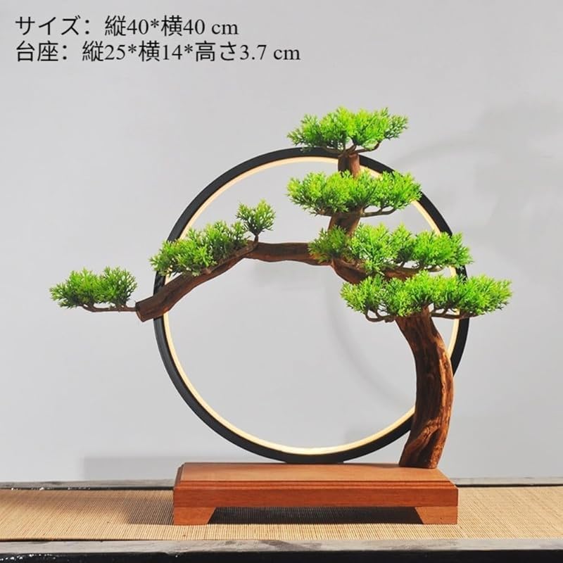 KryZaro 新中式禅仏飾り USB LED ライト付き人工盆栽 28 輪赤もみじ台座 リアル伪植物 玄関/デスク/リビング/オフ