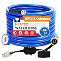 XPORTION 30FT(10-50FT) Heated Drinking Water Hose, -50°F-46°C Heated Water Hose for RV with Leakage Protection for 5/8" Inner, Self-Regulating Hose Water Heater with 3/4" NH Fittings for RV & Garden