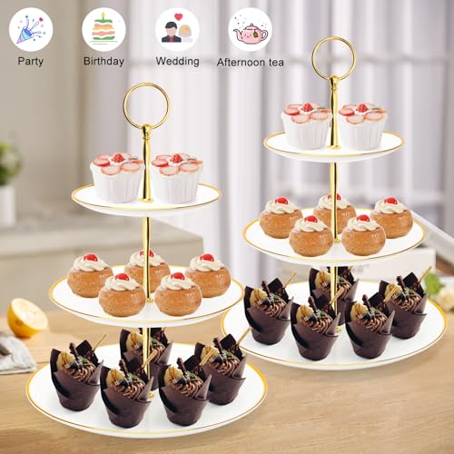 Coitak 3 Tier Cupcake Stand, Plastic Tiered Serving Stand, Dessert Tower Tray for Tea Party, Baby Shower and Wedding - Image 3