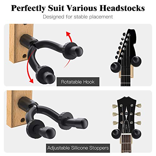 MoKo Support Mural pour Guitare, Lot de 2 Crochet de Guitare à Base de Bois Dur, Support de Guitare Ajustable pour… - Les Beatles, Paul McCartney, John Lennon, RIngo Starr, George Harrison MoKo Support Mural pour Guitare, Lot de 2 Crochet de Guitare à Base de Bois Dur, Support de Guitare Ajustable pour… – Image 4