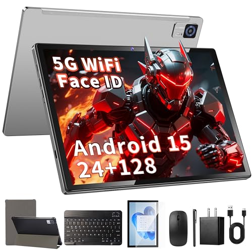 Android Tablet with Keyboard, 10 inch Android 15 Tablet with 24GB(4+20)RAM+128GB ROM(1TB...