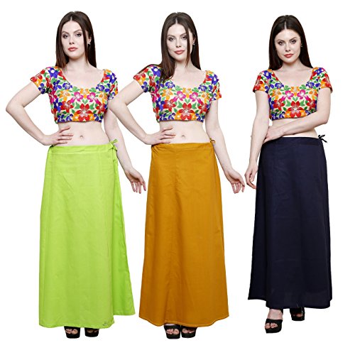 Image of Pistaa combo of 3 Women's Cotton Best Indian Readymade Inskirt Saree petticoats