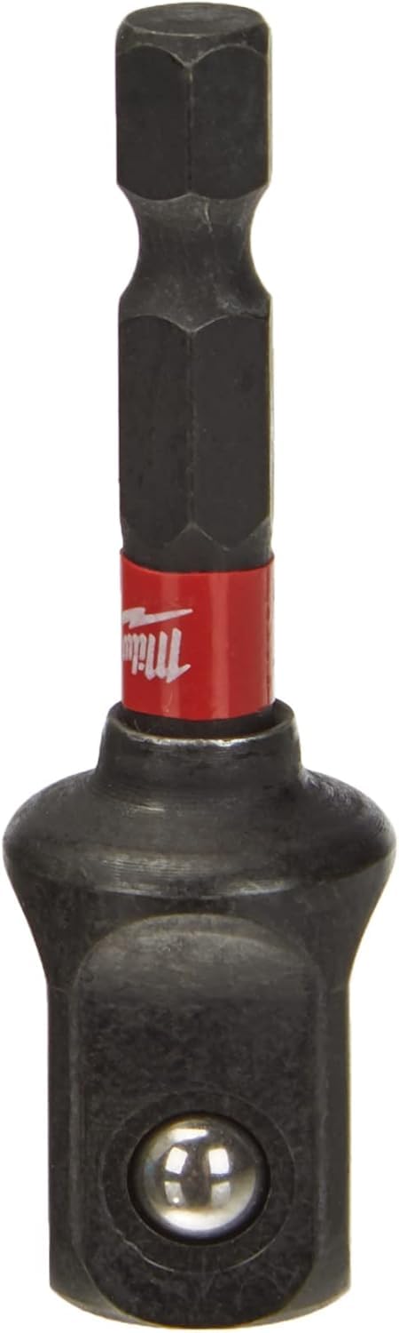 Milwaukee Shockwave 4932471827, Socket Spanner Insert, 50 mm 1/4 Inch Hex to 1/2 Inch Square, Red